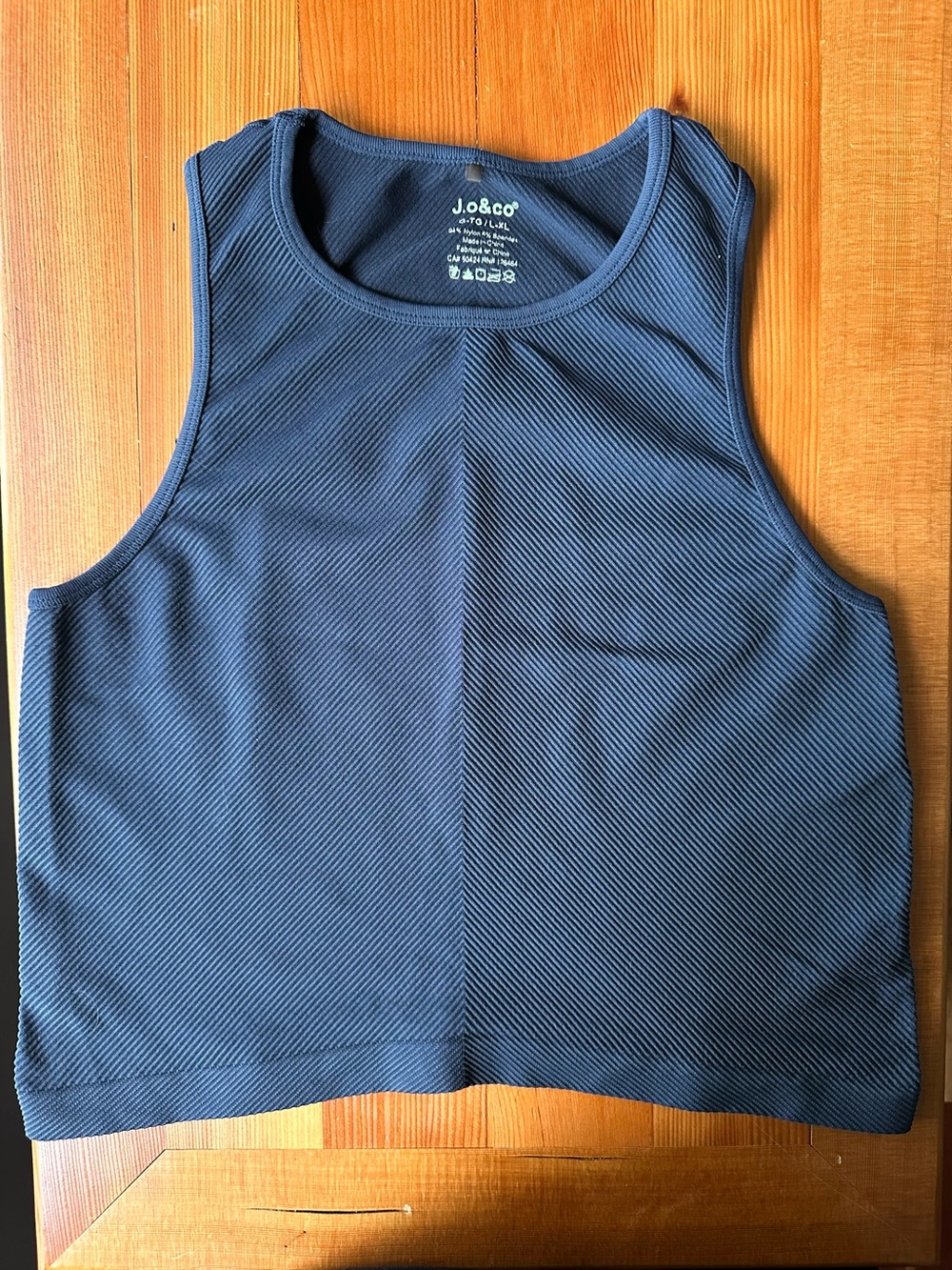 J. O & Co Women’s Ribbed Tank Top in Navy Blue - Size L-XL
